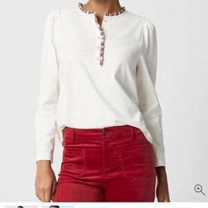 Long-sleeve tartan and jewels henley.